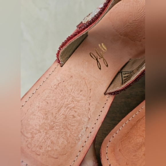 J.Jill Coral Sequence Bohemian Leather Thong Sandals-Size 7 - Picture 4 of 7